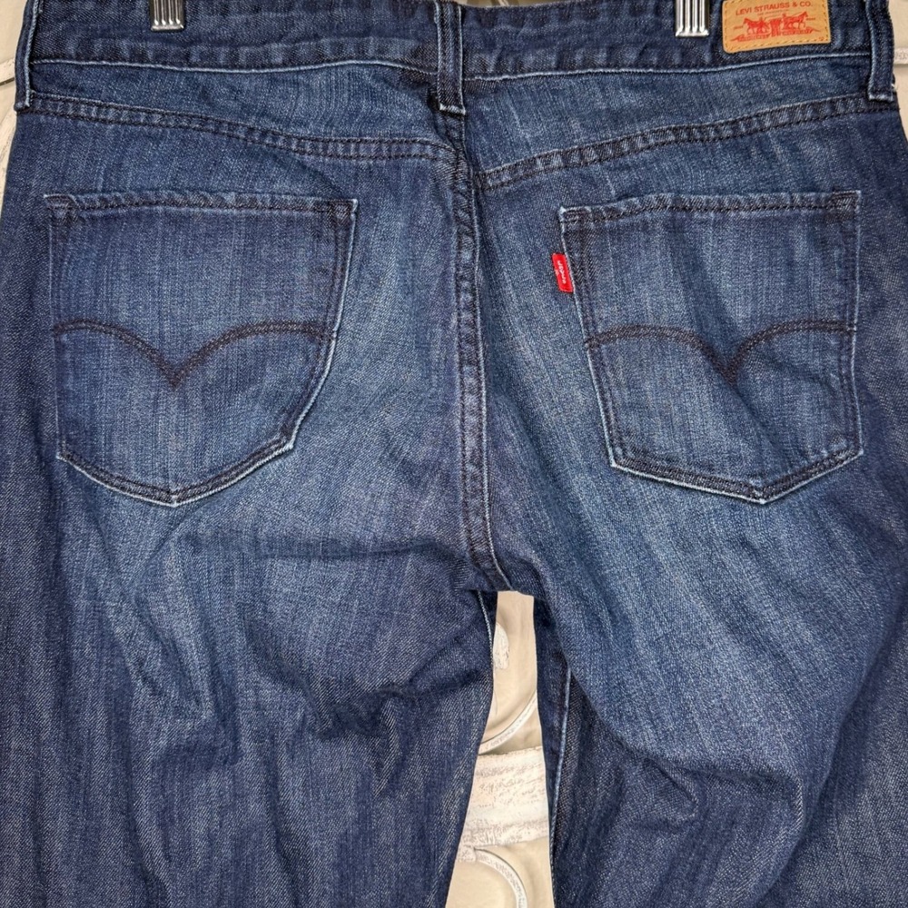 Levis 553 Mid Rise Bootcut Jeans Dark Wash Indigo Blue Stretch Denim Womens 12 - Picture 3 of 8
